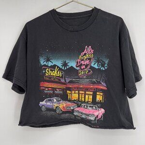 J. Galt Graphic Drive-In Cropped Tee – Vintage Diner Car Scene  Women's One Size